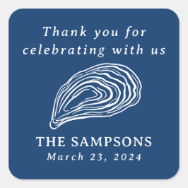 Pegatina Cuadrada Boda de la Shell de Oyster Náutico Gracias