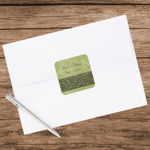 Pegatina Cuadrada Boda de la Vintage, Flor Victoriana