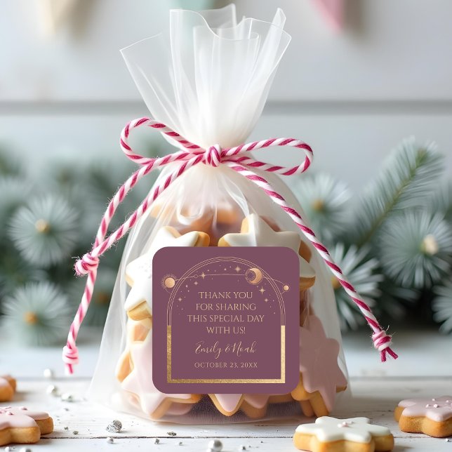 Pegatina Cuadrada Boda de las Estrellas de Luna de Oro de Plum Místi (Subido por el creador)