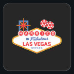 Pegatina Cuadrada Boda de Las Vegas - Pareja casada en Las Vegas<br><div class="desc">¿Planear una despedida de soltera en Las Vegas o casarse en Las Vegas? Este diseño de boda de Las Vegas es perfecto para una recepción o una luna de miel en Las Vegas. Da la vuelta a la pista de Las Vegas, juega en el casino o toma el día en...</div>