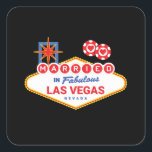Pegatina Cuadrada Boda de Las Vegas - Pareja casada en Las Vegas<br><div class="desc">¿Planear una despedida de soltera en Las Vegas o casarse en Las Vegas? Este diseño de boda de Las Vegas es perfecto para una recepción o una luna de miel en Las Vegas. Da la vuelta a la pista de Las Vegas, juega en el casino o toma el día en...</div>