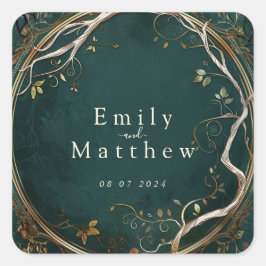 Pegatina Cuadrada Boda de Majestad de la Tierra Media