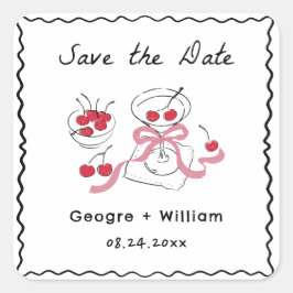 Pegatina Cuadrada Boda de mano moderna y caprichosa