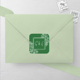 Pegatina Cuadrada Boda de marco floral de flores silvestres