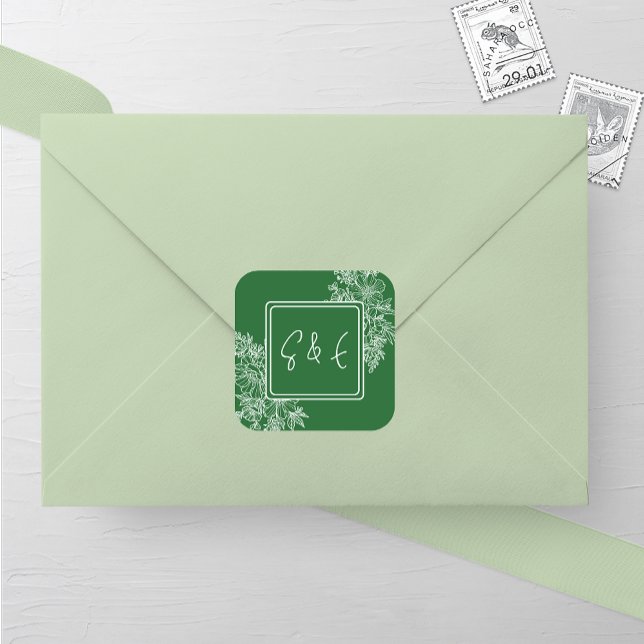 Pegatina Cuadrada Boda de marco floral de flores silvestres (Subido por el creador)