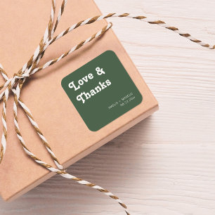 Pegatina Cuadrada Boda de Moda Retro Moderno Gracias