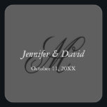 Pegatina Cuadrada Boda de monograma caligrafía atractiva<br><div class="desc">Puede cambiar fácilmente las fuentes y los colores. También puede agregar su logotipo y la imagen de fondo como desee.</div>