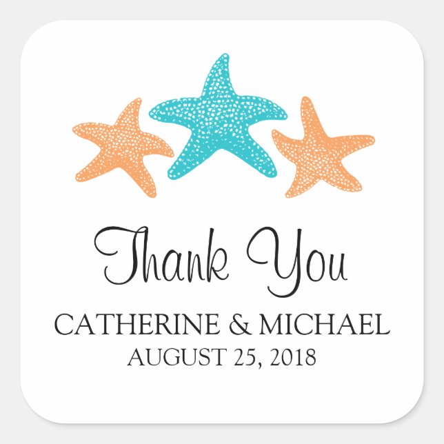 Pegatina Cuadrada Boda de monograma estelar (Anverso)