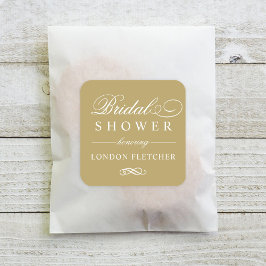 Pegatina Cuadrada Boda de oro clásico elegante antiguo ducha de novi