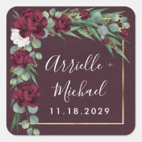 Boda de otoño borgoñona y acuarela floral de oro