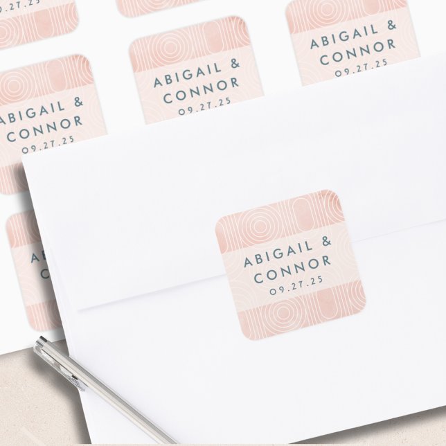 Pegatina Cuadrada Boda de óvalos y círculos de moda (Subido por el creador)