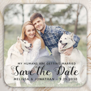 Pegatina Cuadrada Boda de perro de compromiso de fotografía Mascota 