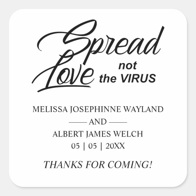 Pegatina Cuadrada Boda de presupuesto inspirador Sanitizando Gel de  (Anverso)