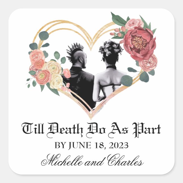 Pegatina Cuadrada Boda de punk (Anverso)