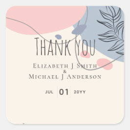 Pegatina Cuadrada Boda de resumen moderno japonés escandinavo