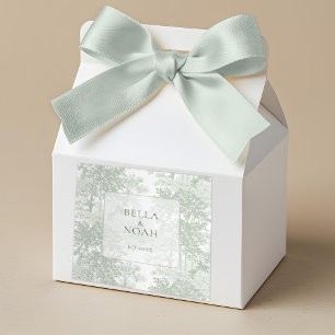 Pegatina Cuadrada Boda de Toile de Paisaje Verde Salvia Clásico