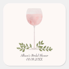 Pegatina Cuadrada Boda de Vidrio Rosé o Favor de la Ducha