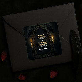 Pegatina Cuadrada Boda del Arco de Velas del Raven Gótico