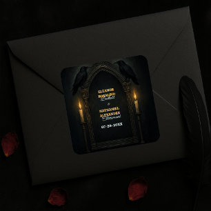 Pegatina Cuadrada Boda del Arco de Velas del Raven Gótico