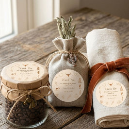 Pegatina Cuadrada Boda del Boho Western Cowboy Ilustracion