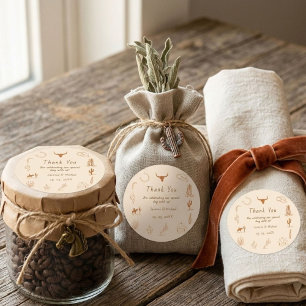 Pegatina Cuadrada Boda del Boho Western Cowboy Ilustracion