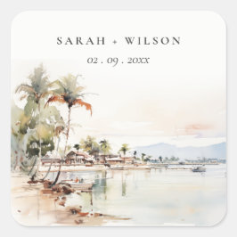 Pegatina Cuadrada Boda del paisaje acuático de Montego Bay Jamaica