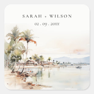 Pegatina Cuadrada Boda del paisaje acuático de Montego Bay Jamaica