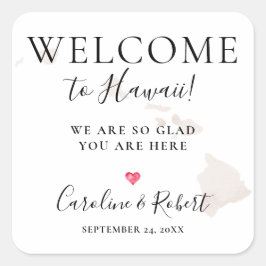 Pegatina Cuadrada Boda Destino Bienvenida Invitados Favor