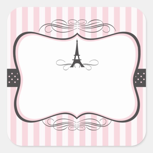 Pegatina Cuadrada Boda Eiffel Tower Paris (Anverso)