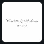 Pegatina Cuadrada Boda Elegante Creativo Profesional Moderno<br><div class="desc">Esta plantilla se puede personalizar para satisfacer todas las ocupaciones profesionales.</div>