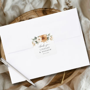 Pegatina Cuadrada Boda elegante de cobre y blanco terroso