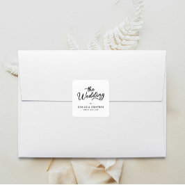 Pegatina Cuadrada Boda Elegante Minimal