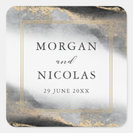 Pegatina Cuadrada Boda elegante Opulence Black and Gold