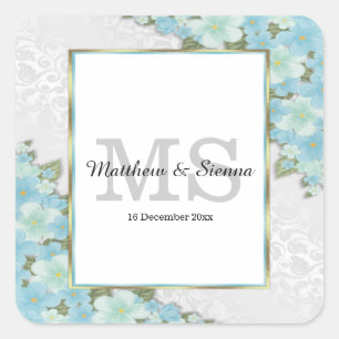 Pegatina Cuadrada Boda floral