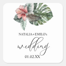 Boda floral de hoja de Monstera con acuarela