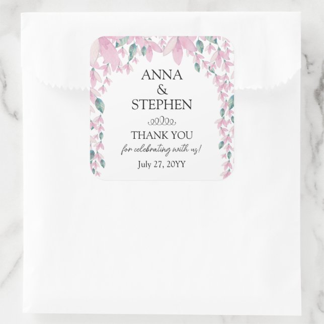 Pegatina Cuadrada Boda floral de Wisteria encantadora (Bolso)