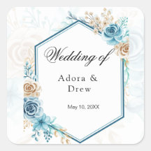 Boda floral elegante azul beige