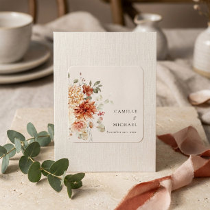 Pegatina Cuadrada Boda floral elegante de otoño