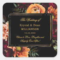Boda floral naranja óxido burgundy oscuro y melanc