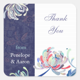 Pegatina Cuadrada Boda floral único gracias