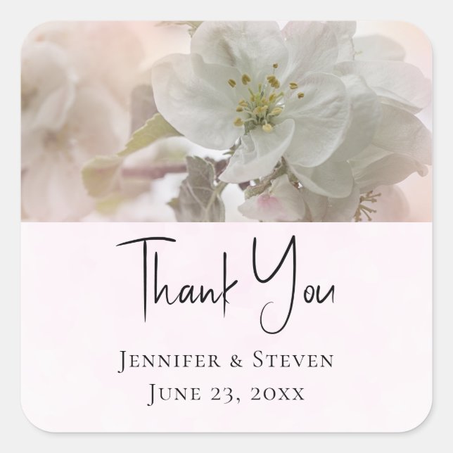 Pegatina Cuadrada Boda fotográfico de Apple Blossom (Anverso)