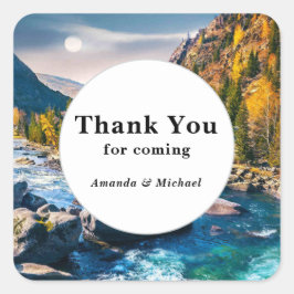 Pegatina Cuadrada Boda fotográfico panorámico del río y las montañas