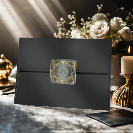 Pegatina Cuadrada Boda Glam Art Deco ID1033