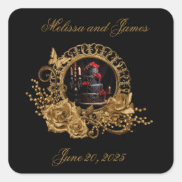 Pegatina Cuadrada Boda Gótico Romance