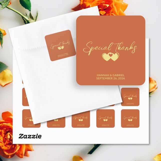 Pegatina Cuadrada Boda Gracias (Wedding Thank You Square Sticker)