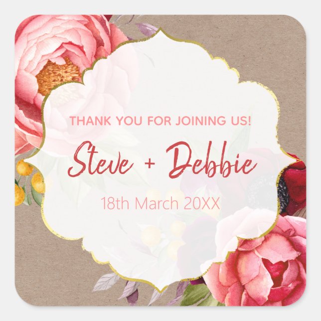 Pegatina Cuadrada Boda Gracias Lip Balm (Anverso)