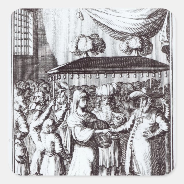 Pegatina Cuadrada Boda judío (Anverso)