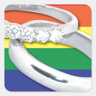 Pegatina Cuadrada Boda lesbiana gay