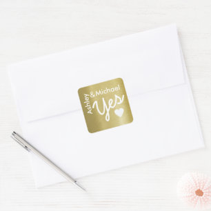 Pegatina Cuadrada Boda love yes