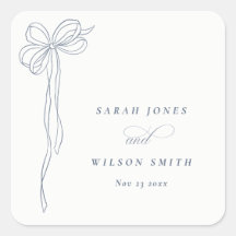 Boda Minimal Simple Azul Oscuro Coquette Bow